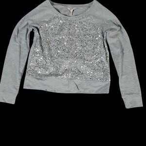 Sparkly Gray  Long Sleeve Top